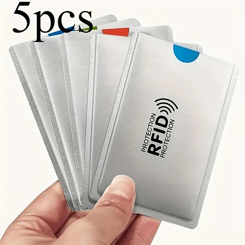 5-piece RFID shielding card cover - anti-theft, NFC shielding ID and credit card protection cover, with geometric design