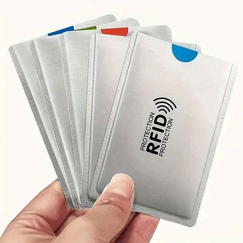 5-piece RFID shielding card cover - anti-theft, NFC shielding ID and credit card protection cover, with geometric design